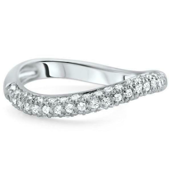 1.25ct Round Cut Diamond Curved Women Wedding Ring Band 14k White Gold Finish