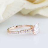 2.1ct Round Cut Diamond Engagement Ring Accents Solitaire 14k Rose Gold Finish