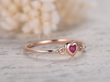 0.1ct Round Cut Pink Ruby Engagement Ring Minimalist Solitaire 14k RoseGold Over