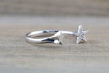 0.5ct Round Cut VVS1D Diamond Open Star Engagement Ring 14k White Gold Finish