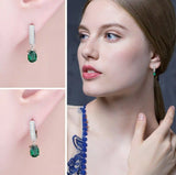 2.5ct Drop Earrings Oval Cut Green Emerald Dangling 14k White Gold Finish