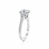 2.3ct Round Cut Diamond Solitaire Ring 14k White Gold Finish with Round Accents