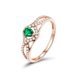 3Ct Pear Cut Green Emerald Diamond Split Band Engagement Ring 14K Rose Gold Over