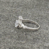 2ct Heart Cut Diamond Claddagh Solitaire Engagement Ring 14K White Gold Finish