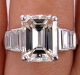 4Ct Emerald Baguette Cut Diamond Solitaire Engagement Ring 18K White Gold Finish