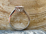 1.23ct Engagement Ring Round Cut Peach Morganite Solitaire 14k White Gold Finish