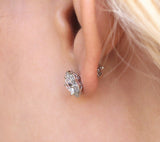 Vintage Art Deco Stud Earrings 1ct Round Cut VVS1D Diamond 14k White Gold Finish