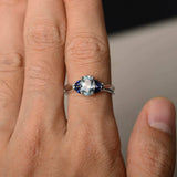 1.5ct Oval Cut Blue Aquamarine Engagement Ring 14k White Gold Finish Solitaire