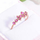 1.5ct Round Cut Pink Ruby Engagement Ring Promise Cluster 14k Rose Gold Finish