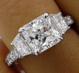 5Ct Asscher Cut Diamond Accented Trilogy Engagement Ring 14K White Gold Finish