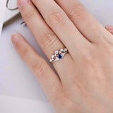 1.6ct Round Cut Blue Sapphire Engagement Ring Bridal Set 14k White Gold Finish