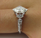 4Ct Marquise Cut Diamond Milgrain Art Deco Engagement Ring 14K White Gold Finish