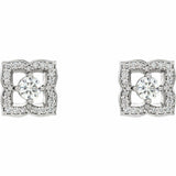 0.5ct Round Cut VVS1D Diamond Filigree Stud Earrings Women 14k White Gold Finish