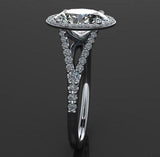 Halo Split Shank Engagement Ring 2.1ct Oval Cut Diamond 14k White Gold Finish