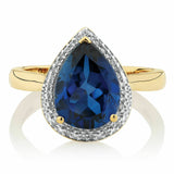 2.5ct Pear Cut Blue Sapphire Halo Women Engagement Ring 14k Yellow Gold Finish