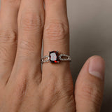 0.6ct Cushion Cut Red Garnet Engagement Ring 14k White Gold Finish Solitaire