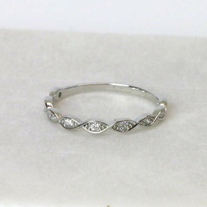 0.4ct Round Cut Diamond Engagement Ring Dainty Stackable 14k White Gold Finish