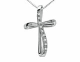 0.23ct Round Cut VVS1D Diamond Pendant Loop Cross 14k White Gold Finish NO CHAIN