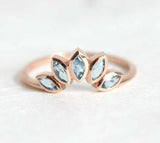 1.4ct Marquise Blue Aquamarine Engagement Ring 14k Rose Gold Finish Crown Tiara