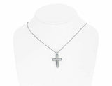 0.4ct Round Cut VVS1D Diamond Pendant Three Row Dome Cross 14k White Gold Finish