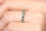 1.3ct Round Cut Green Emerald Half Eternity Wedding Band 14k Yellow Gold Finish