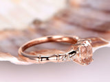 1ct Oval Cut Peach Morganite Bamboo Design Engagement Ring 14k Rose Gold Finish