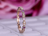 0.6ct Round Cut Purple Amethyst Milgrain Full Eternity Band 14k Rose Gold Finish