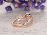 2ct Round Cut Peach Morganite Diamond Halo Split Shank Ring 14k Rose Gold Finish