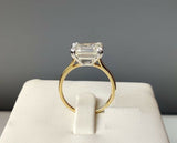 2ct Emerald Cut Diamond Engagement Ring East West Solitaire 14k Yellow Gold Over