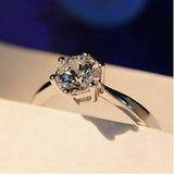 1Ct Round Cut Diamond Six Prong Solitaire Engagement Ring 14K White Gold Finish