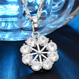 3Ct Round Cut VVS1/D Diamond Floral Wheel Pendant 14K White Gold Finish NO CHAIN