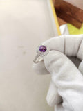 1.7ct Engagement Ring Round Cut Purple Amethyst Dual Halo 14k White Gold Finish