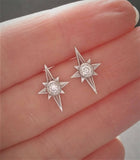 1.5Ct Round Cut VVS1 Diamond Star Celestial Stud Earrings 14K White Gold Finish