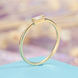 0.3ct Baguette Cut Diamond Slim Minimalist Engagement Ring 14k Yellow Gold Over