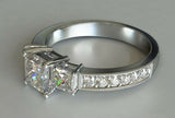 2ct Princess Cut Diamond Engagement Ring Round Accent Trilogy 14k WhiteGold Over