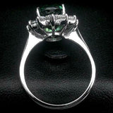 2Ct Oval Green Emerald Diamond Floral Halo Engagement Ring 14K White Gold Finish