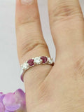 1.8ct Round Cut Pink Ruby Five Stone Wedding Band Ring 14k White Gold Finish