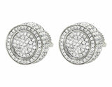 1.2ct Round Cut VVS1D Diamond Cluster Halo Stud Earrings 14k White Gold Finish