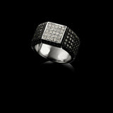 5ct Round Cluster Interchangeable Top Black and White Ring 14k White Gold Finish