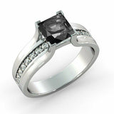 1.5ct Princess Cut Black Diamond Solitaire Engagement Ring 14k White Gold Finish