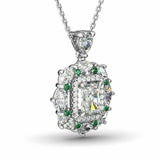 3Ct Radiant Cut Diamond Marquise Halo Iced Pendant 14K White Gold Over NO CHAIN