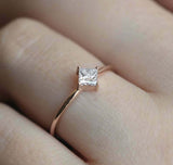 0.5ct Princess Cut Diamond Engagement Ring 14k Rose Gold Over Minimalist Promise