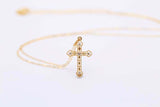 0.5ct Round Cut Diamond Pendant with Chain Cross Design 14k Yellow Gold Finish