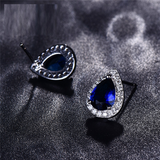 2ct Pear Cut Blue Sapphire Pear Shape Design Stud Earrings 14k White Gold Finish