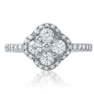 1.25ct Round Cut VVS1 Diamond Engagement Ring Halo Accents 14k White Gold Finish