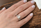 Bridal Set Engagement Ring 1.6ct Radiant Cut VVS1D Diamond 14k White Gold Finish