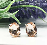 1.5Ct Oval Cut Peach Morganite Solitaire Stud Earring Women 14K White Gold Over