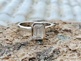 1.76ct Engagement Ring Emerald Cut Diamond Solitaire Design 14k WhiteGold Finish