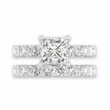 4Ct Princess Diamond Bridal Set Eternity Solitaire Ring Band 14K White Gold Over