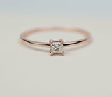 0.3ct Engagement Ring Princess Cut Diamond Solitaire Design 14k Rose Gold Finish